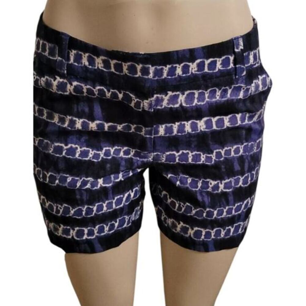 J. CREW Navy Blue and White linen‎ blend shorts size 0